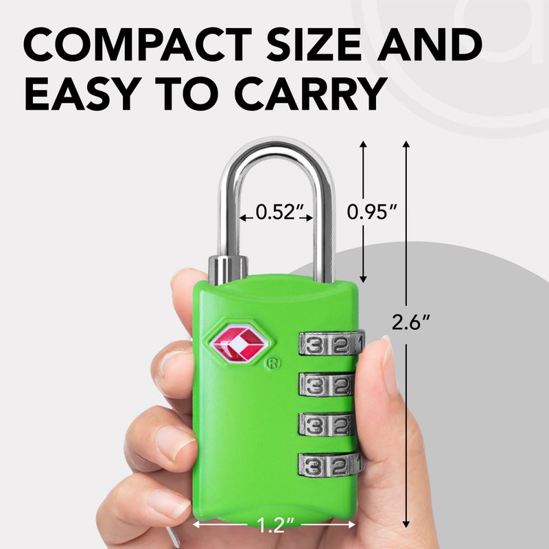 Desired Tools TSA Locks for Luggage, 2-Pc Durable Steel Padlock, Keyless Easy to Read 4-Digit Combination Lock for Backpacks, Travel Suitcases, Toolbox, Filing Cabinets, Baggage & Gym Locker, Green - Image 5